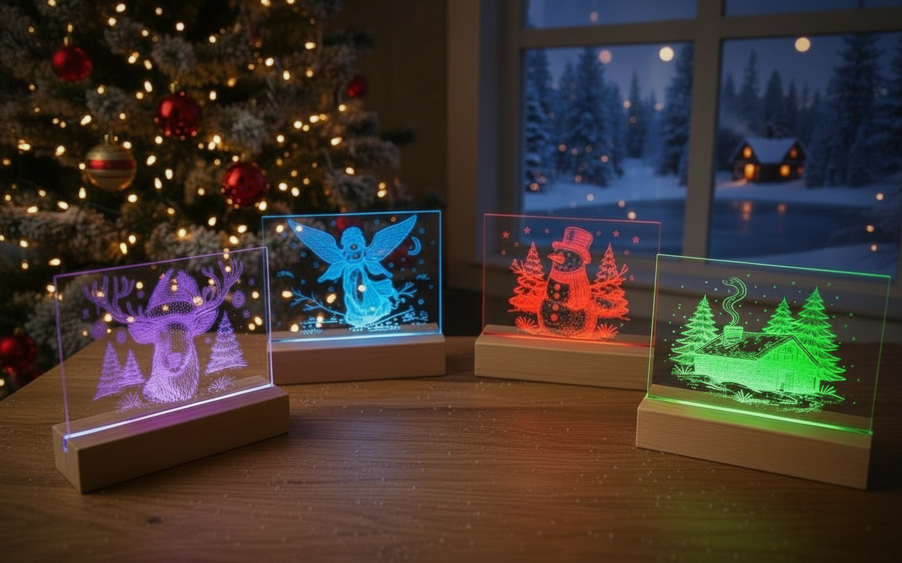 Acrylic Light Scenes – LED Lit 6×4” Inserts & Wood Base | Handmade in Canada