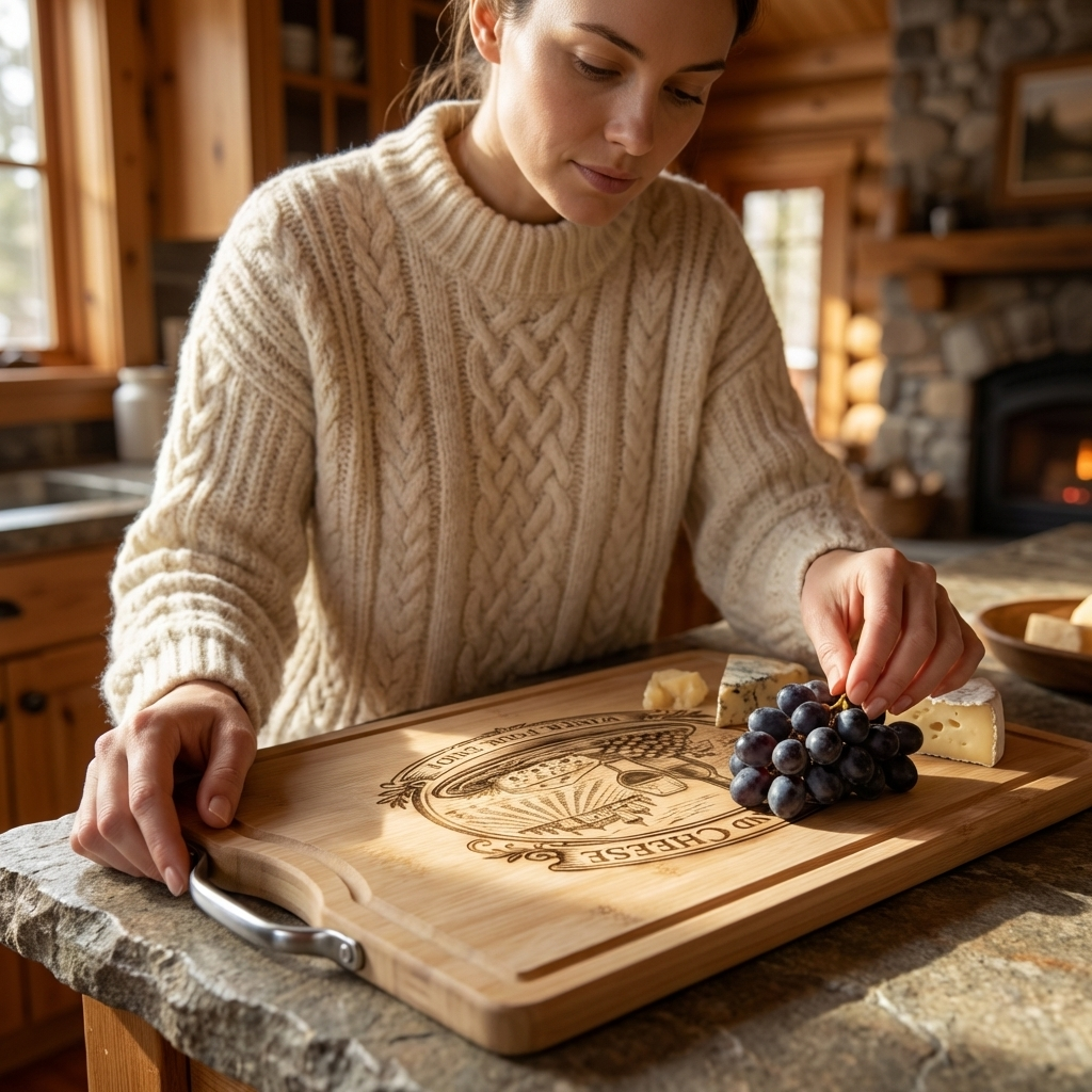 Bamboo Engraved Classic Serving Board - Wine and Cheese - Great North Gear