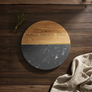 Personalized Marble & Acacia Charcuterie Serving Board - Round - Great North Gear