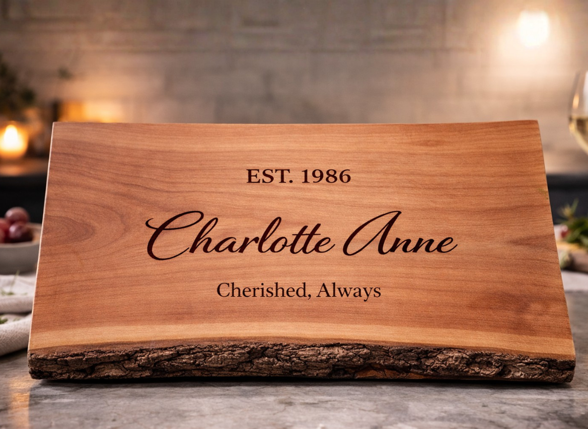 Personalized Milestone Birthday Live Edge Charcuterie Board