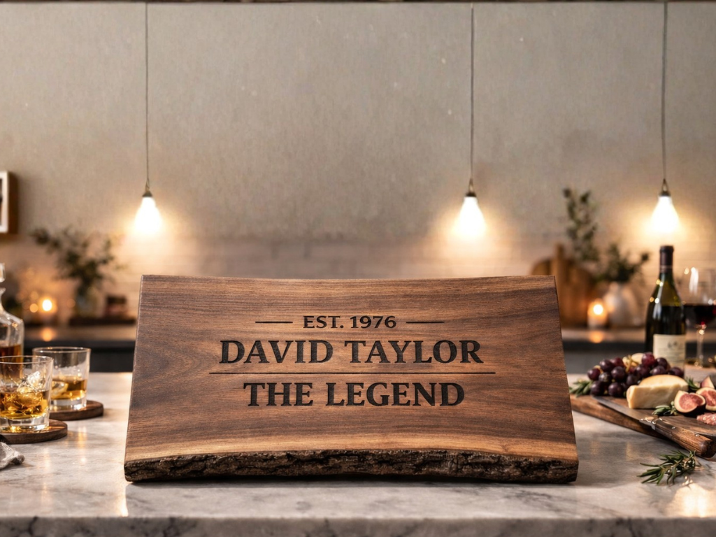 Personalized Milestone Birthday Live Edge Charcuterie Board - Great North Gear