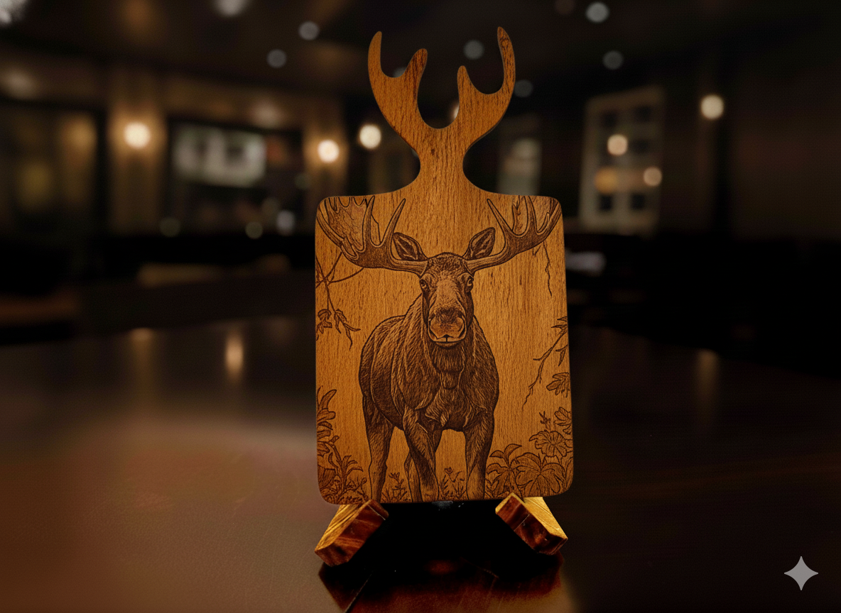 Engraved Antler Serving Board – Moose