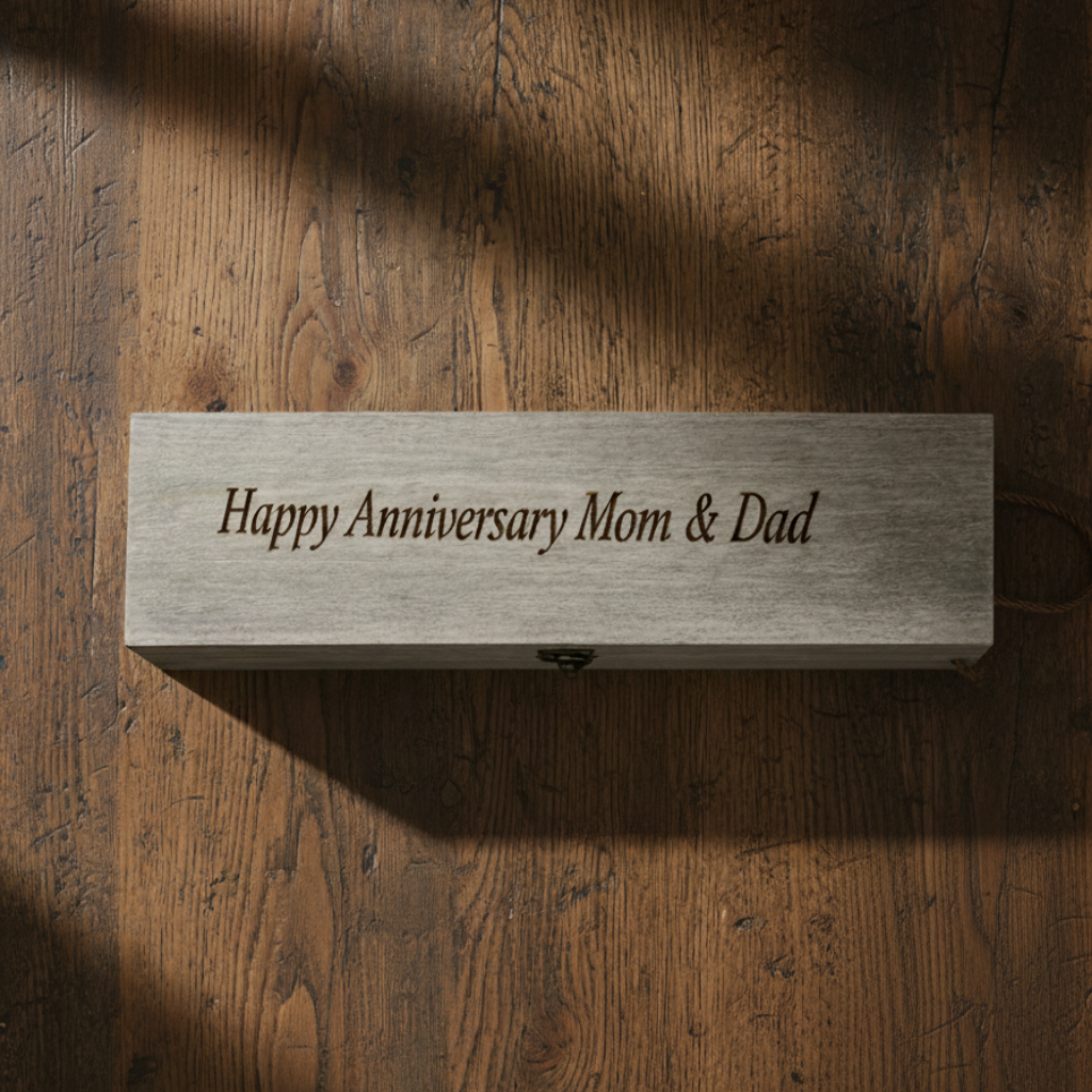 Personalized Wooden Wine Gift Box - Wedding